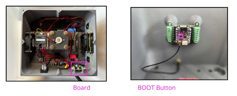 Board location inside the HAT and the BOOT button, marked in the supplied manual - photo 1