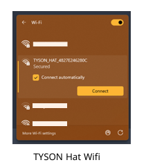 TYSON Hat Wifi — select the TYSON_HAT setup network in the computer's Wi-Fi list