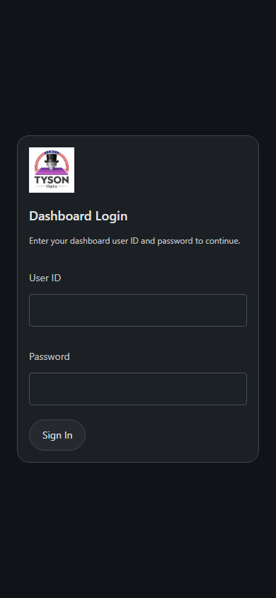 Dashboard user ID and password login